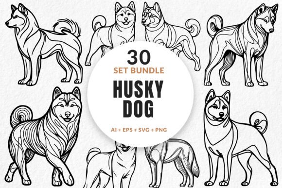30 Bundle Line Art Dog Siberian Husky Review