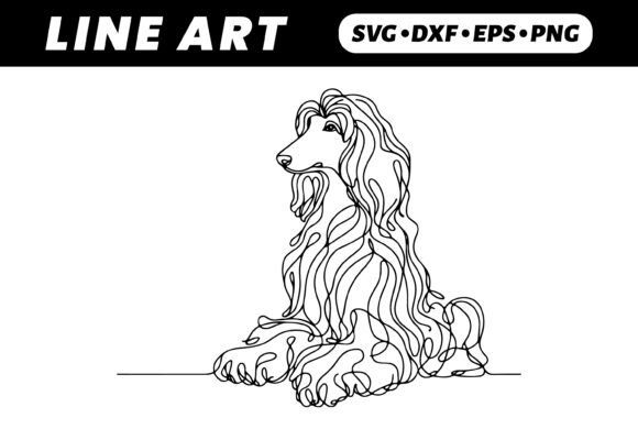 Afghan Hound Dog One-Line Art Drawing