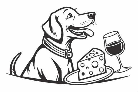 Black and White Logo of Happy Dog with W