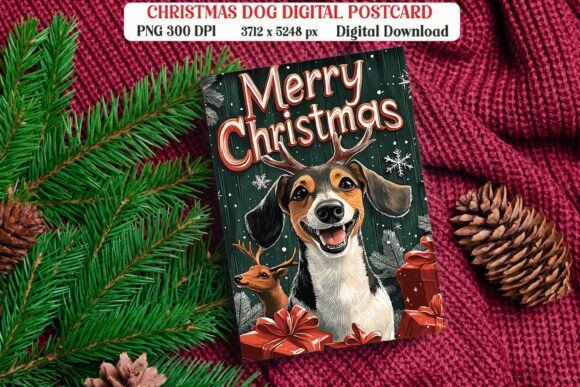 Christmas Dachshund Dog Postcard PNG Review