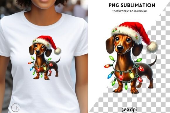 Christmas Dachshund PNG: Cute Xmas Dog for Embroidery