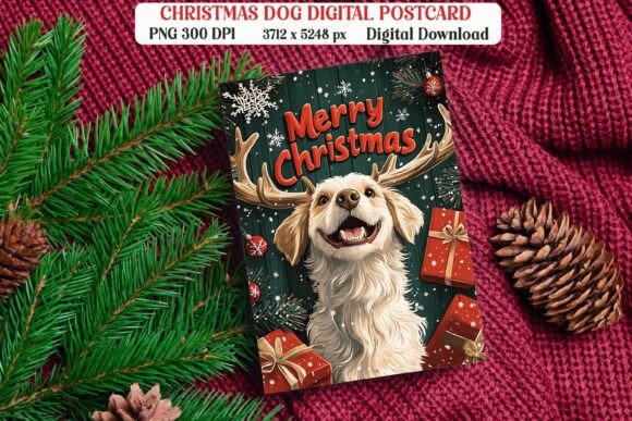 Christmas Golden Retriever Dog Postcard: A Designer's Review