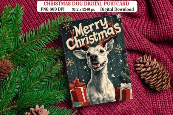 Christmas Great Dane Dog Postcard PNG Review