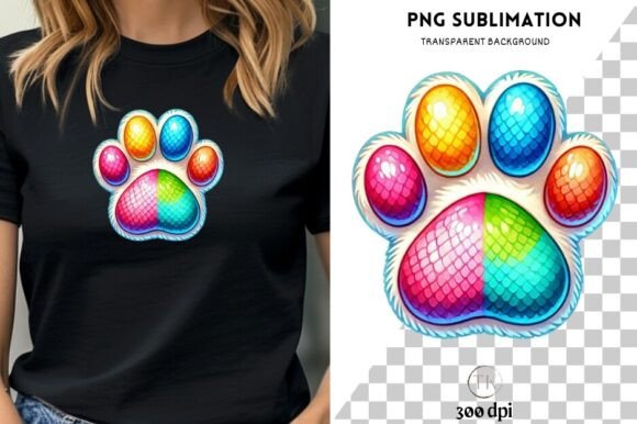 Colorful Dog Paw Print PNG for Dog Lover