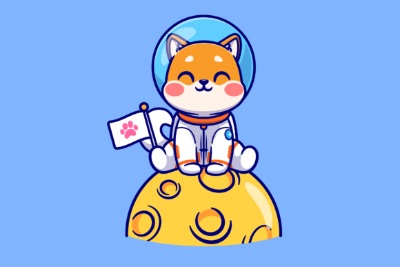 Cute Shiba Inu Dog Astronaut Sitting