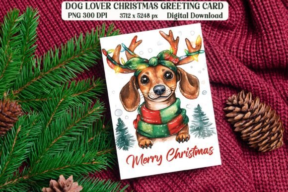 Dachshund Dog Christmas Card PNG Review
