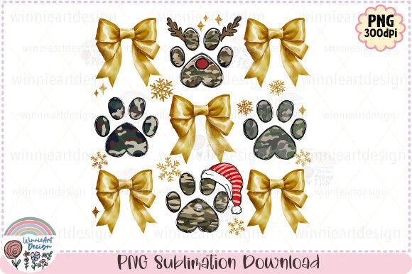 Dog Mama Merry Christmas Camouflage Bow