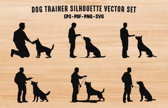 Dog Trainer Silhouettes PNG Clipart Set