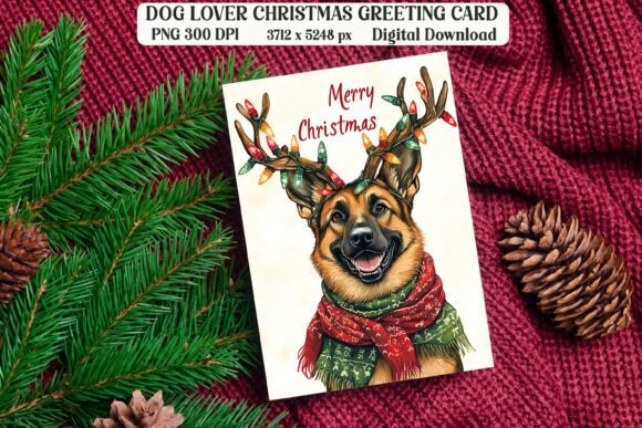 German Shepherd Dog Xmas Card PNG