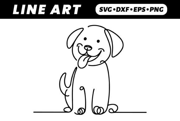 Happy Dog One-Line Drawing Illustration