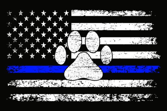 K9 Paw with Thin Blue Line USA Flag Art