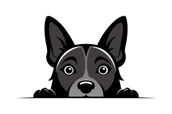 Peeking Dog Silhouette Vector