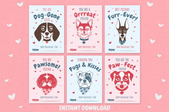 Printable Dog Valentines Day Cards, Pup