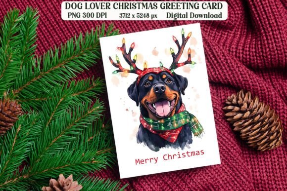 Rottweiler Dog Christmas Card PNG