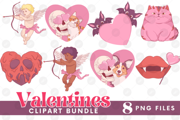 Valentines Clipart Bundle Cupid Dog