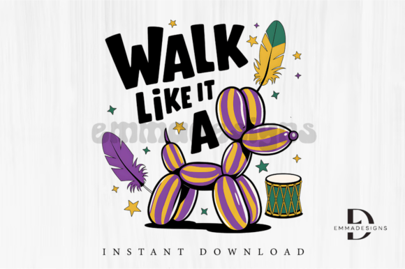 Walk It Like a Dog Mardi Gras PNG