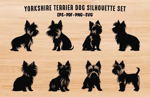 Yorkshire Terrier Dog Silhouettes Vector